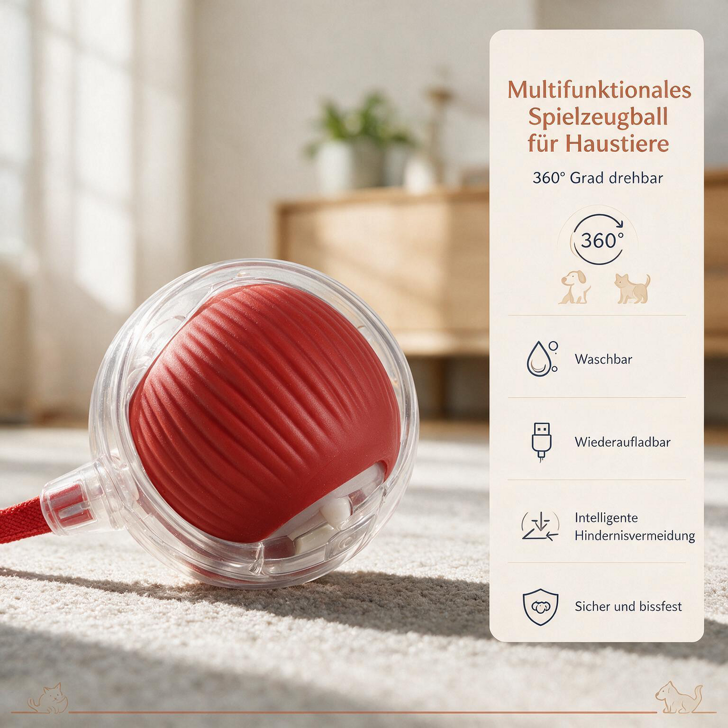 Interaktiver Spielball für Hunde & Katzen