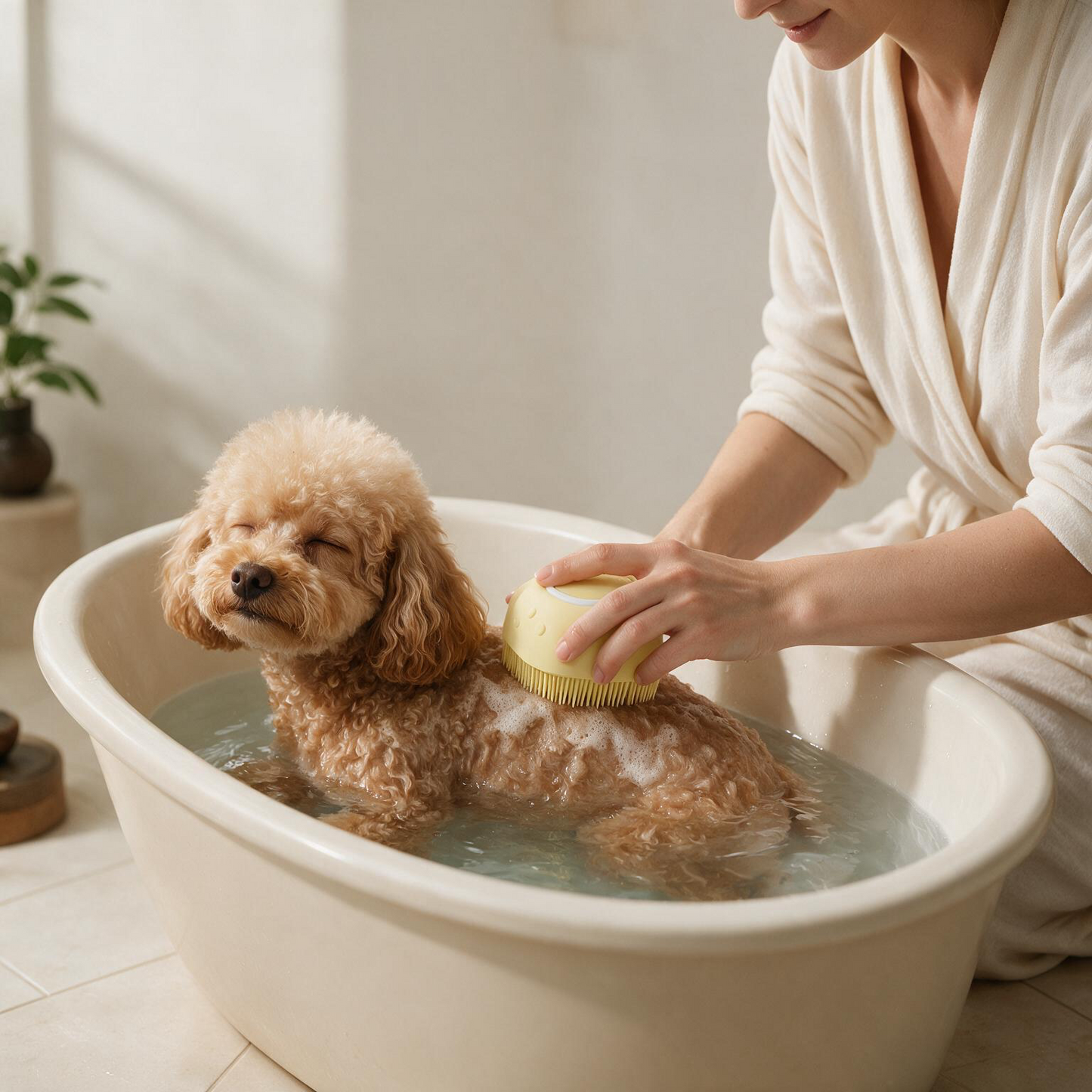 2-in-1 Bade- & Massagebürste für Hunde & Katzen
