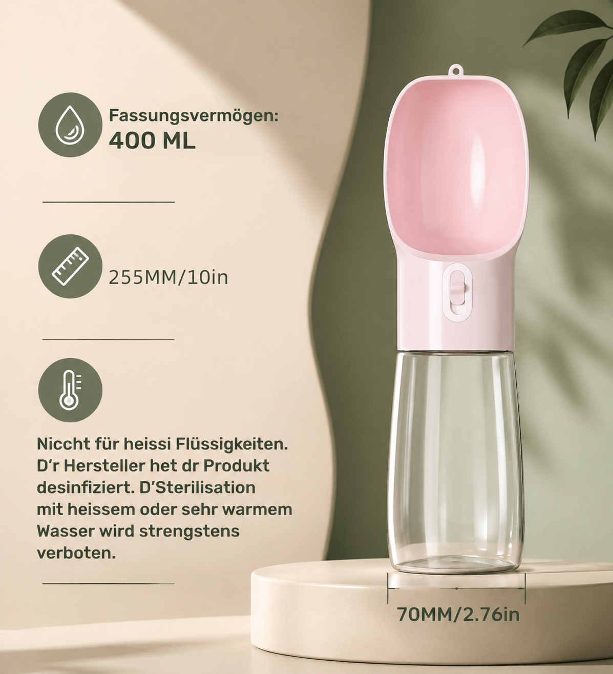 Tragbare Trinkflasche für Hunde