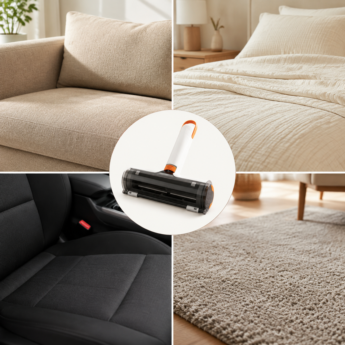 Tierhaarroller einsetzbar auf Sofa, Bett und Teppich